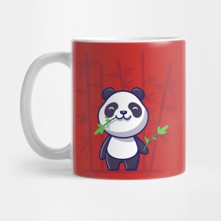 Cute Panda Eat Bamboo Cartoon Vector Icon Illustration Mug